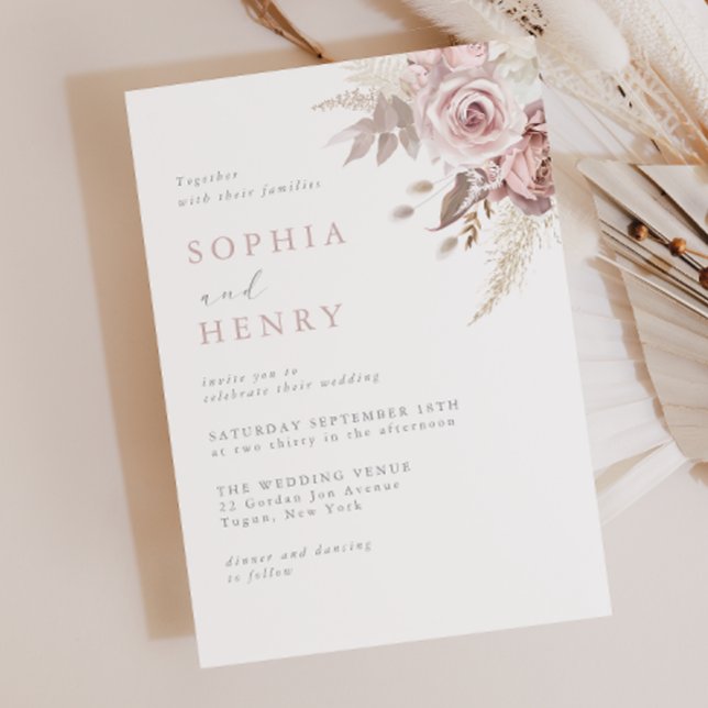 Soft Gentle Blush Floral Wedding Invitation (Creator Uploaded)