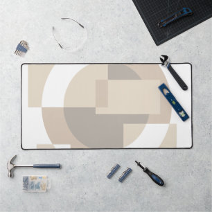 Soft Geometric Blocks – Beige Neutral Geometry Desk Mat