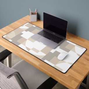 Soft Geometric Blocks – Calm Neutral Abstract Work Desk Mat