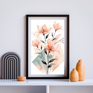 Soft Geometric Blossom Poster