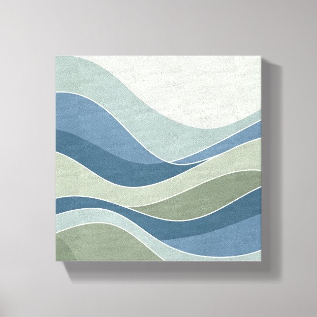 Soft Geometric Waves Minimalist Boho Canvas Wall A Print (Front)