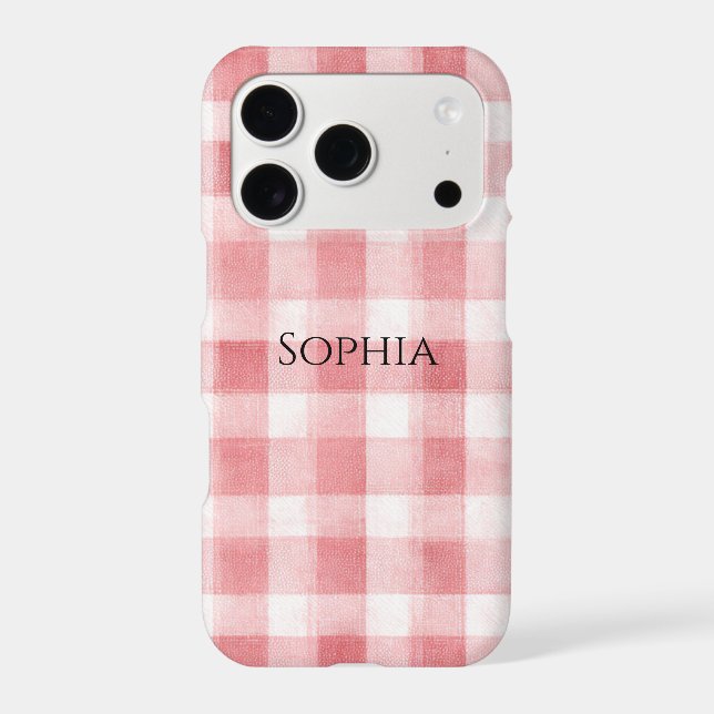 Soft Girly Pink White Plaid Stripes (Back)