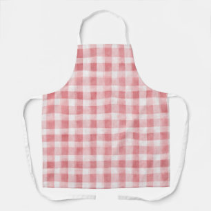 Soft Girly Pink White Plaid Stripes Bridal Showe Apron