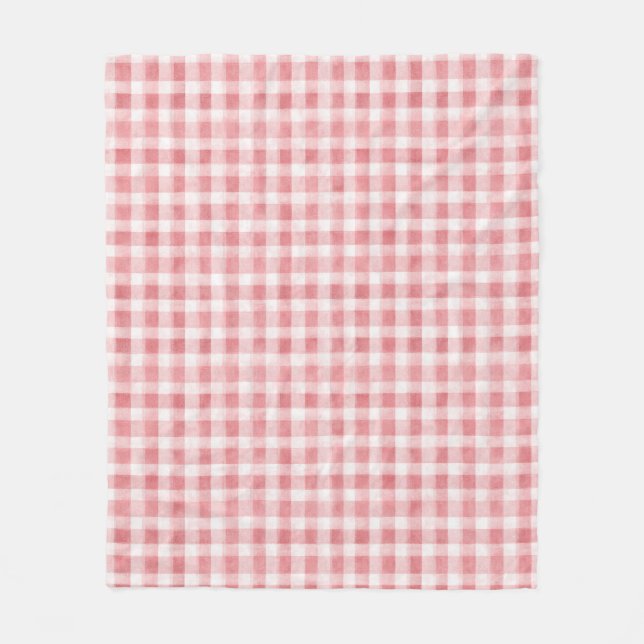 Soft Girly Pink White Plaid Stripes   Fleece Blanket (Front)