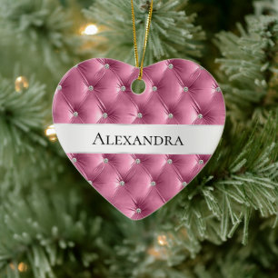 Soft Glam Pink Luxury faux Velvet Christmas Ceramic Tree Decoration