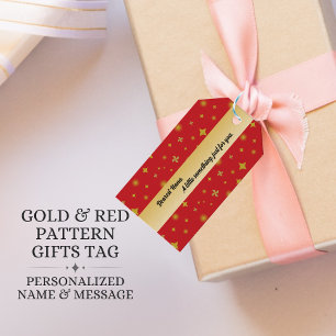 Soft Glow Golden Stars & Floral Petals Pattern Gift Tags