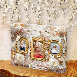 Soft Gold Baroque Floral Photo Frames Collage Block