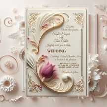 Soft Gold Baroque Grandeur with Tulip Floral Swirl