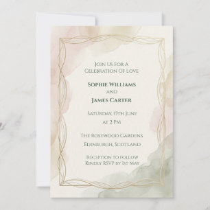Soft Gold Botanical Wedding Invitation