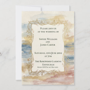 Soft Gold Botanical Wedding Invitation