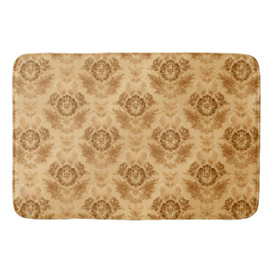 Soft Gold Damask Floral Bath Mat