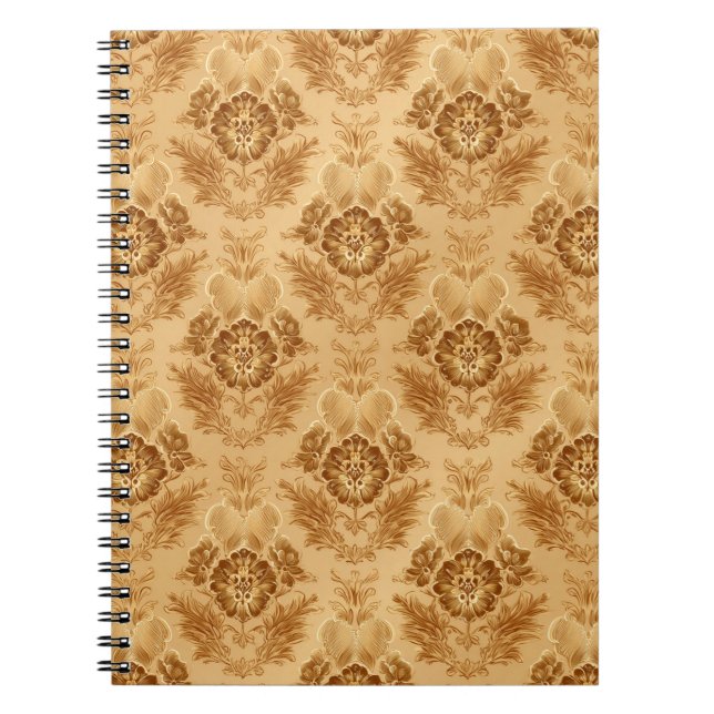 Soft Gold Damask Floral Notebook (Front)