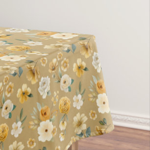 Soft Gold Floral Baby Shower Party Tablecloth