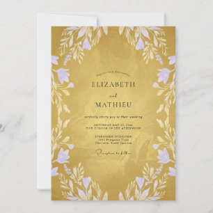 Soft Gold Lilac Petal Wedding Invitation