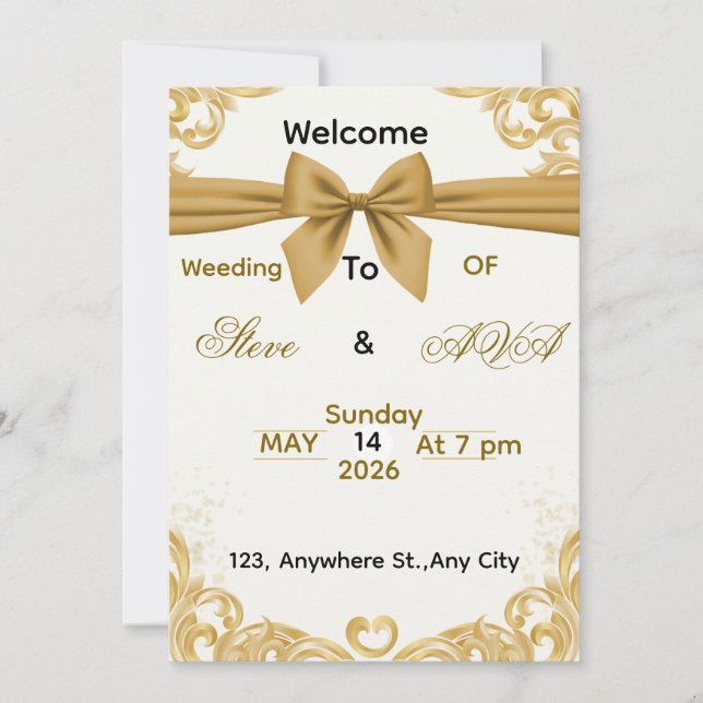 Soft Gold Wedding Invitation – Minimal Elegant Des (Front)
