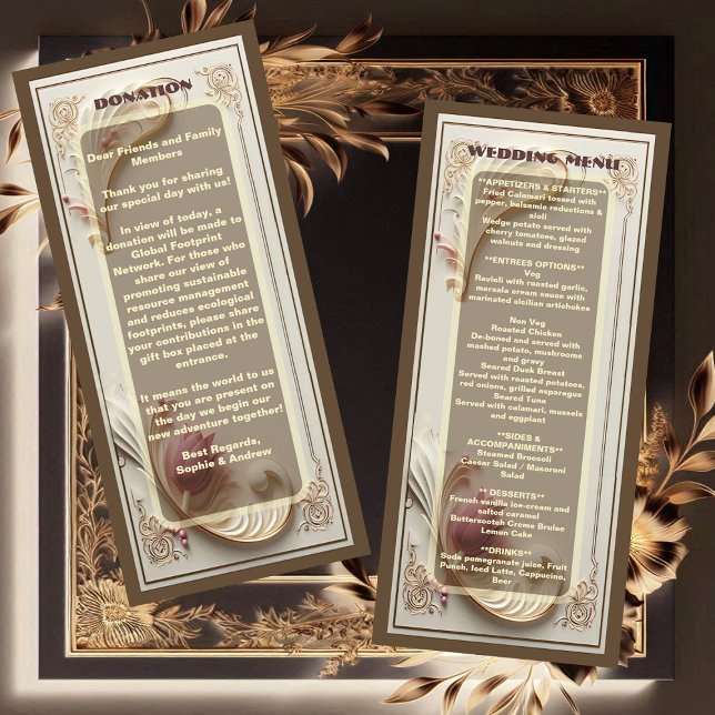 Soft Golden Baroque Grandeur Tulip Floral Wedding  Menu (Soft Golden Baroque Grandeur Tulip Floral Wedding Menu)