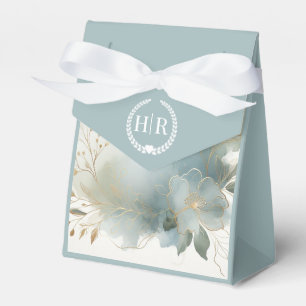 Soft Golden Dusty Blue Romance Wedding Favour Box