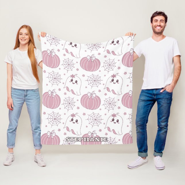 Soft Goth Pastel Halloween Pattern Fleece Blanket (In Situ)
