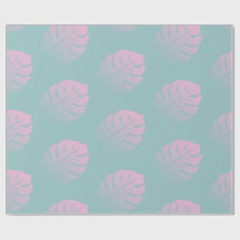 Soft Gradient Monstera Tropical Leaf Pattern Blue