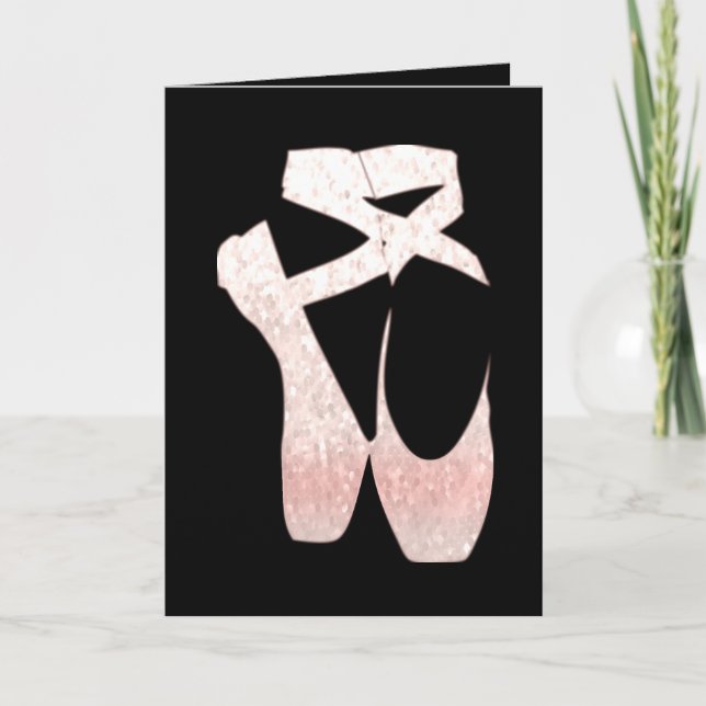 Soft Gradient Pink Ballet Shoes Holiday Card (Front)
