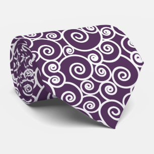 Soft Grape Purple and White Swirls and Circles Tie