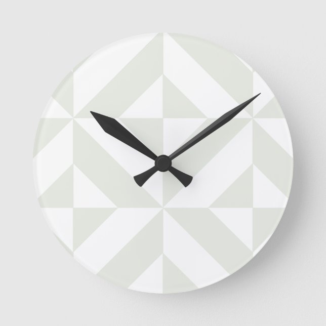 Soft Gray Geometric Art Deco Round Clock (Front)