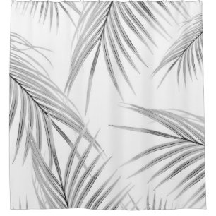 Soft Gray Palm Leaves Dream #1 #tropical #decor  Shower Curtain