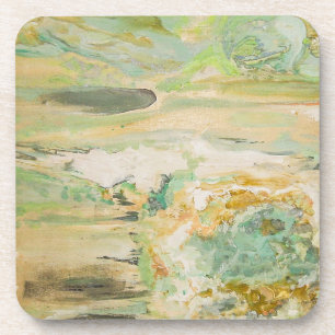 Soft Green Abstract Fine Art Coaster