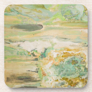 Soft Green Abstract Fine Art  Coaster