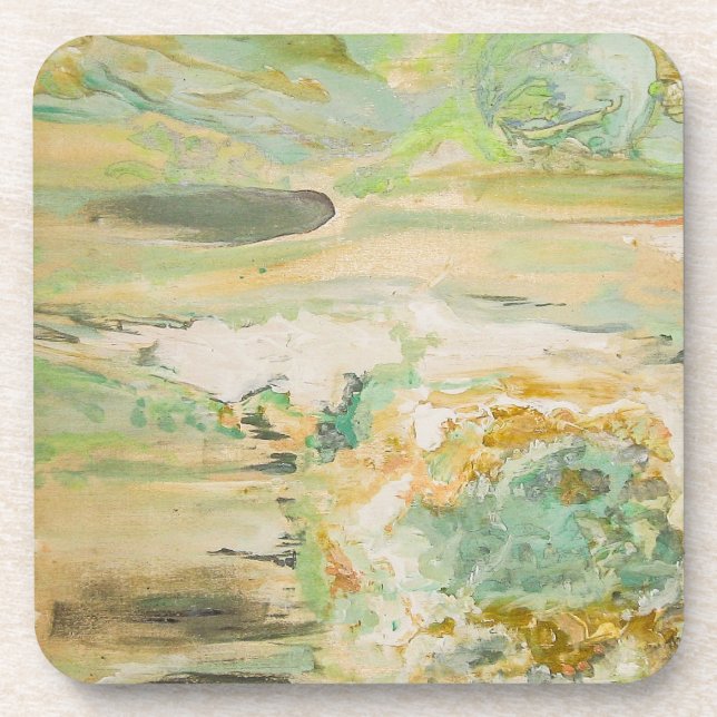 Soft Green Abstract Fine Art  Coaster (Front)