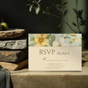Soft green and beige wedding RSVP card