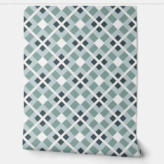 Soft Green and Slate Geometric Pattern Wallpaper