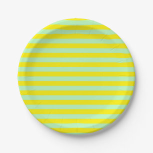 Soft Green and Yellow Stripes Paper Plate