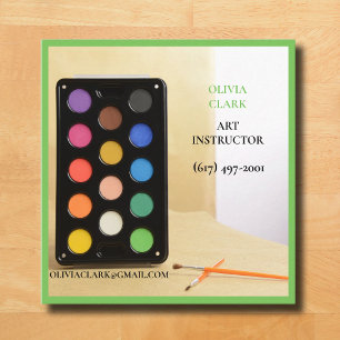 Soft Green Artist/Tutor/ Educator Art teacher  Square Business Card