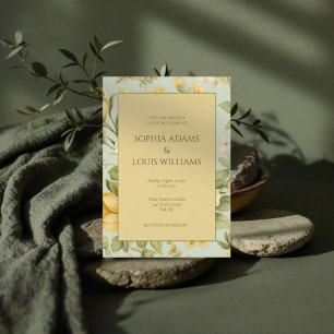 Soft green beige floral wedding invitation