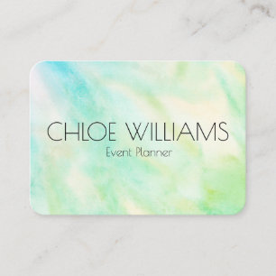 Soft Green Blue Painting Abstract Brush Watercolor Business Card