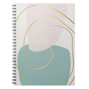 Soft Green Blush Gold Line Abstract Notebook