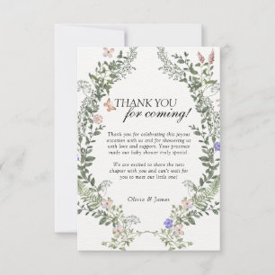 Soft Green Boho Gender Neutral Floral Baby Shower  Thank You Card