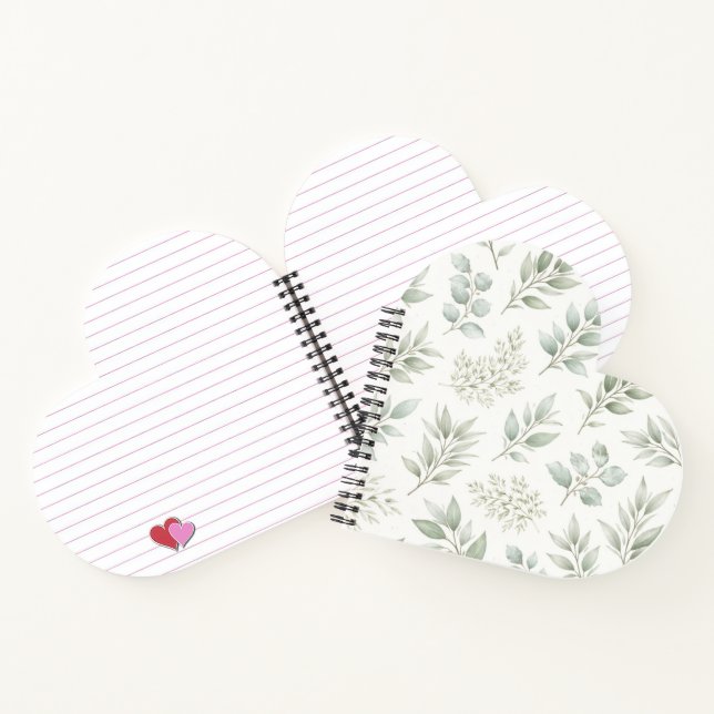Soft Green Botanical Leaves Pattern  Notebook (Inside)