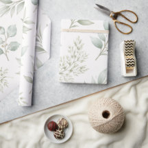 Soft Green Botanical Leaves Pattern 