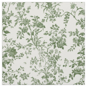 Soft Green Botanical Toile Fabric