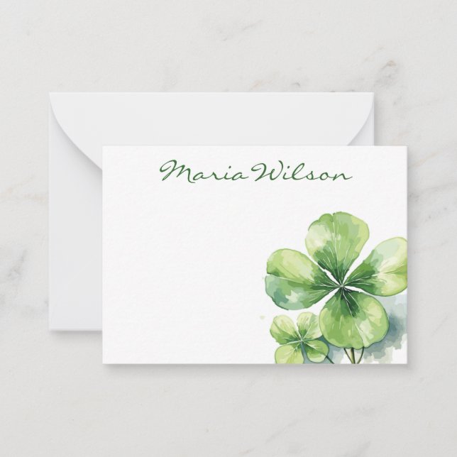 Soft Green Botanical Watercolor Note Card (Front)