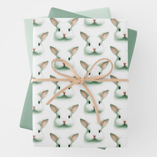 Soft Green Bunny Watercolor Wrapping Paper