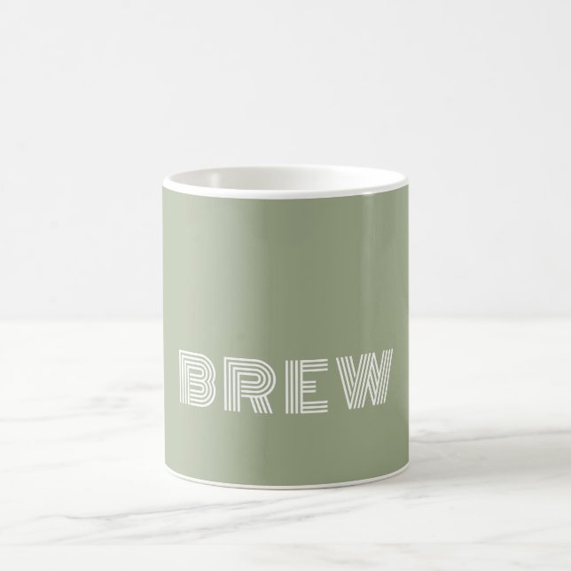 Soft Green C22 & White Fun Font Name Custom Coffee Mug (Center)