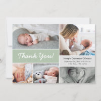 Soft Green Custom Photo Collage Baby Boy Birth 