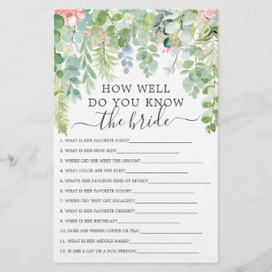 Soft Green Double Sided Bridal Shower Games