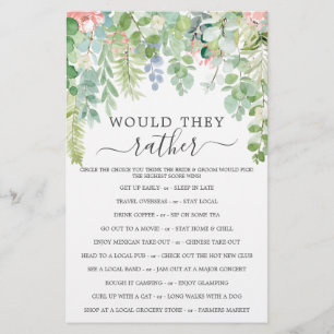 Soft Green Double Sided Bridal Shower Games