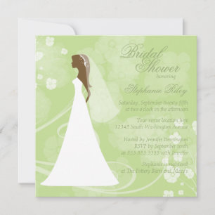 Soft green elegant floral bridal shower invitation