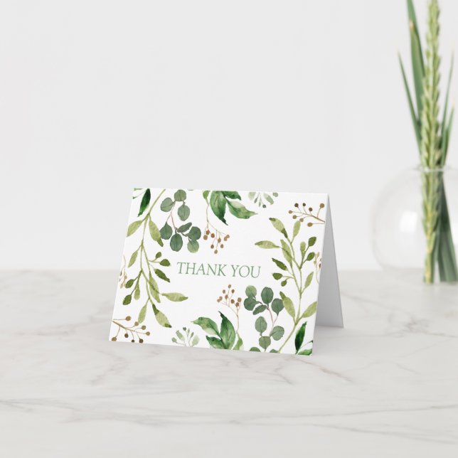 Soft Green Eucalyptus Leaf Frame Thank You Card (Front)