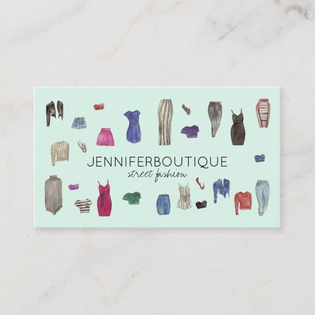 Soft Green Fashion Stylist Sewing Tailor Clothing Business Card (Front)